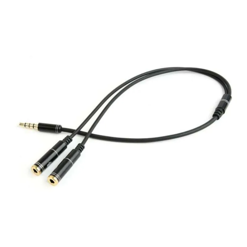 Gembird adaptér 1 x 3.5 mm 4-pin miniJack (M) na 2 x 3.5 mm jack (F) pre zapojenie headsetu do notebooku, kov. kon,0.2 m (CCA-417M)