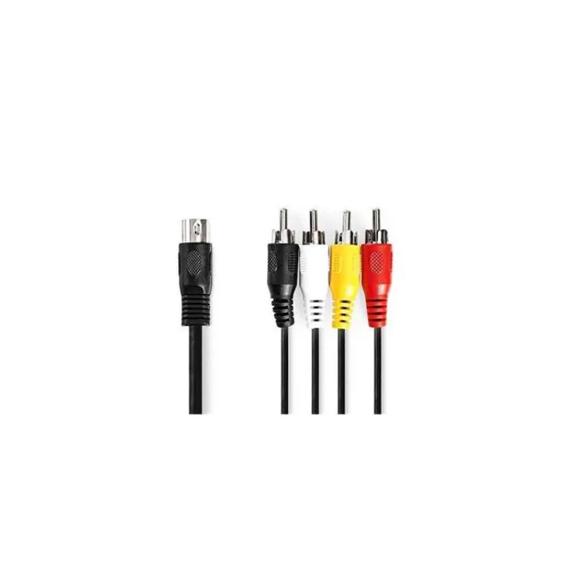 NEDIS redukční audio kabel DIN/ 5pin zástrčka DIN - 4× zástrčka RCA/ černý/ bulk/ 1m (CAGL20400BK10)