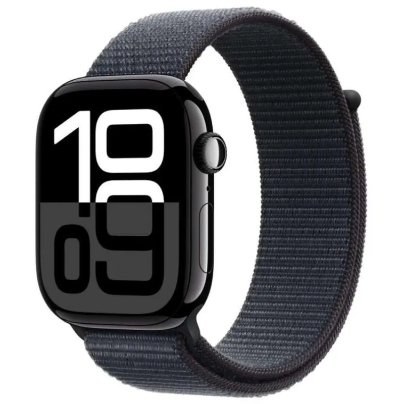 Apple Watch Series 10 GPS + Cellular 46mm Jet Black Aluminium Case with Ink Sport Loop (MWY53QC/A)