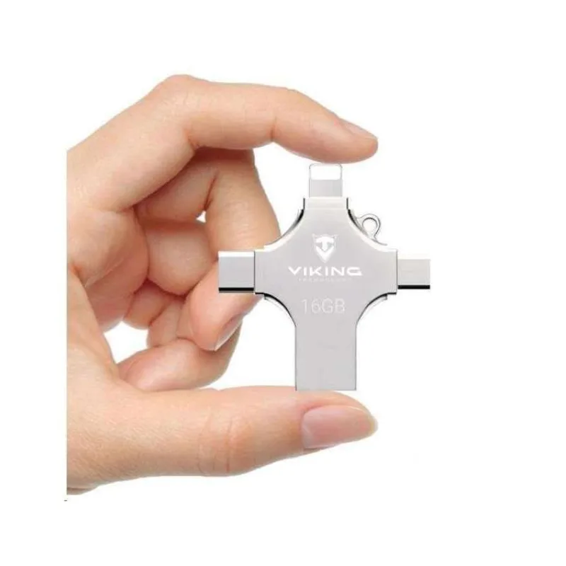 Viking 4v1/Flash USB/16GB/USB 3.0/USB-A + USB-C/+ Adaptér/Strieborná (VUF16GBS)