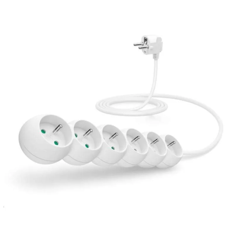 CONNECT IT prodlužovací kabel 230 V, 6 zásuvek, 2 m, bez vypínače (bílý) (CI-1314)