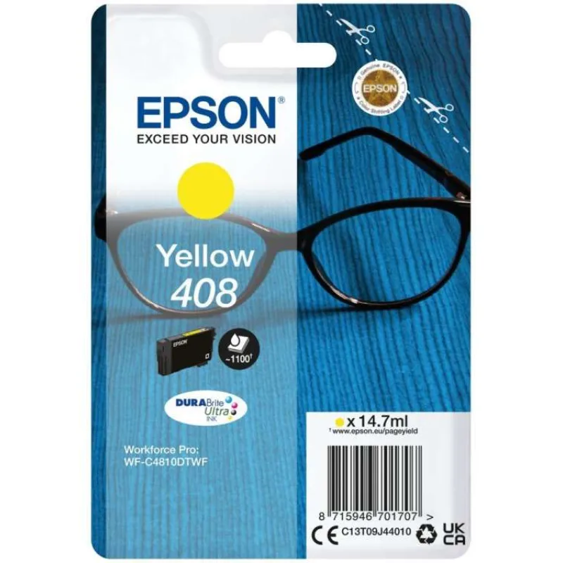 EPSON inkoustová náplň Singlepack 408 DURABrite Ultra Ink/ C4810DTWF/ Žlutá (C13T09J44010)