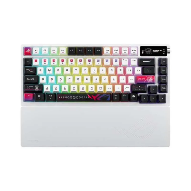 ASUS Klávesnice ROG Azoth X, Mechanická, Bezdrátová BT, RF 2.4GHz, US, bílá (90MP044F-BKUA30)