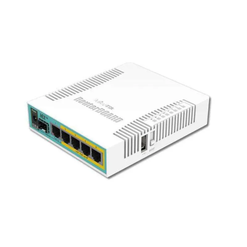 MikroTik RouterBOARD RB960PGS, hEX PoE, 800MHz CPU, 128MB RAM, 5x GbE, USB, PSU, L4 (RB960PGS)