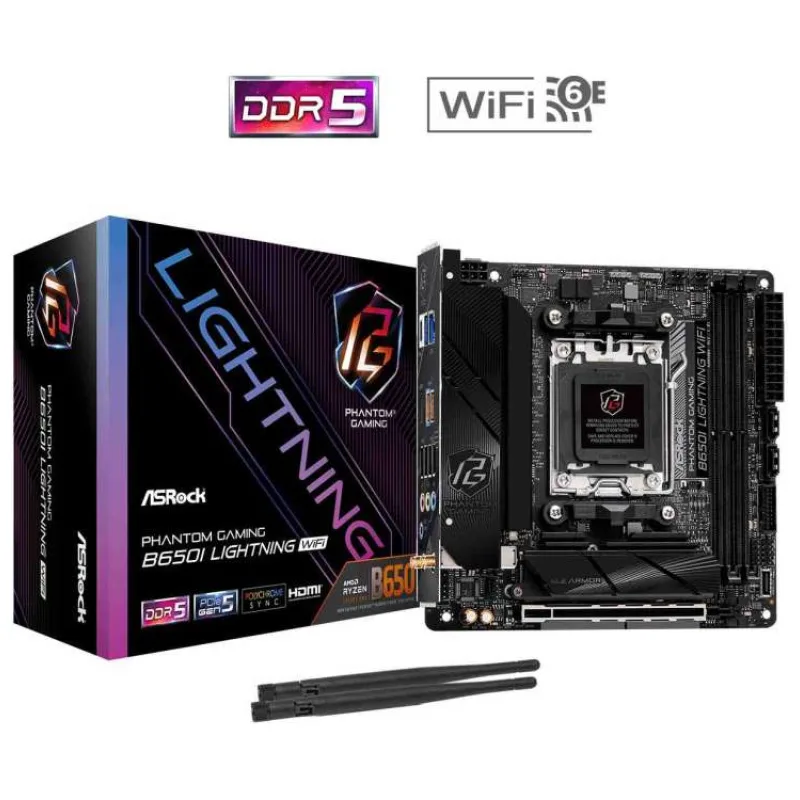 ASRock MB Sc AM5 B650I LIGHTNING WIFI, AMD B650, 2xDDR5, 1xHDMI, Mini-ITX (B650I LIGHTNING WIFI)