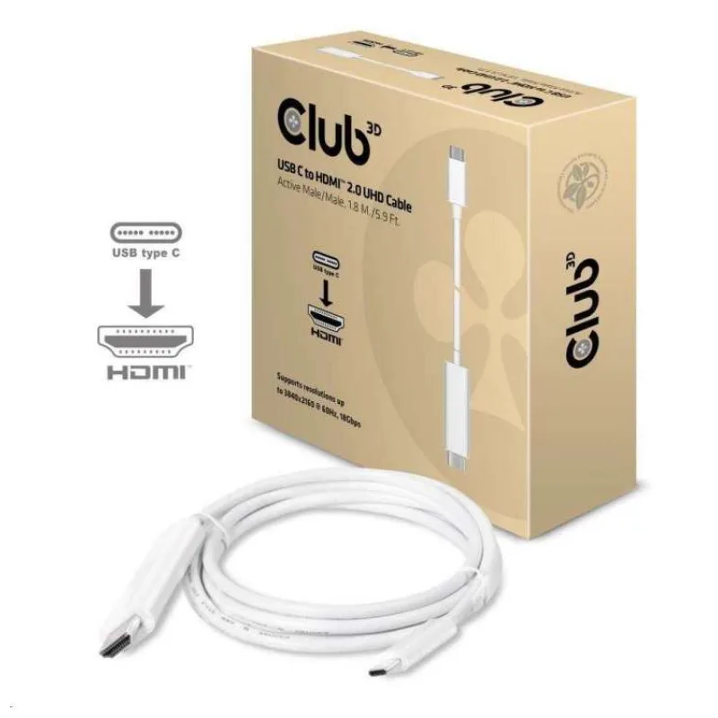 Club3D Active USB typu C na HDMI 2.0 4K60Hz UHD, 1,8 m (CAC-1514)