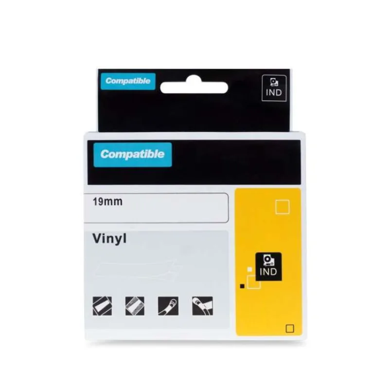 PRINTLINE kompatibilní páska s DYMO 18444, 12mm, 5.5m, černý tisk/bílý podklad, RHINO, vinylová (PLTD55)