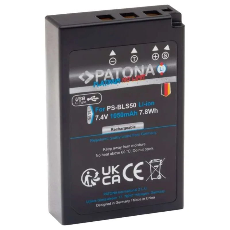 PATONA baterie pro foto Olympus BLS-5/BLS5 1050mAh Li-Ion Platinum USB-C nabíjení (PT1415)