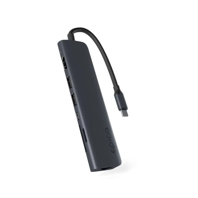 Epico 7v1 hliníkový USB-C 8K hub - atramentová (9915111900121)