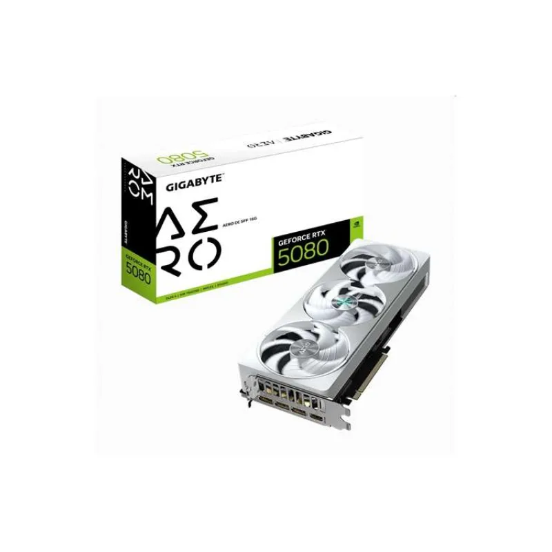 GIGABYTE VGA NVIDIA GeForce RTX 5080 AERO OC 16G, 16G GDDR7, 3xDP, 1xHDMI (GV-N5080AERO OC-16GD)