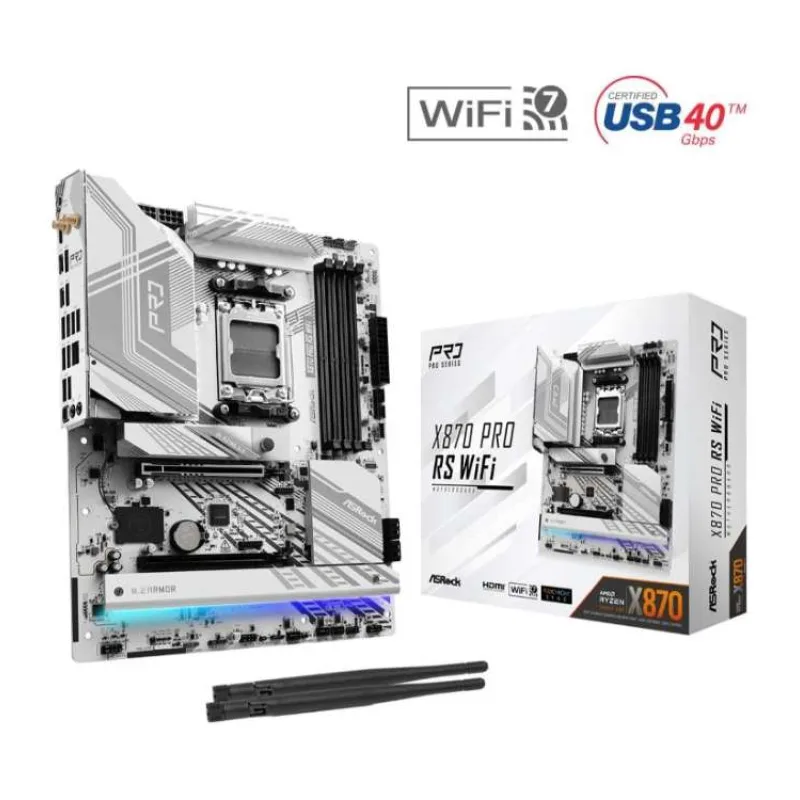 ASRock MB Sc AM5 X870 PRO RS WIFI, AMD X870, 4xDDR5, 1xHDMI, 2xUSB4, WI-FI (X870 PRO RS WIFI)