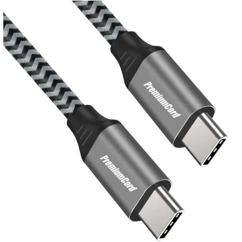 PremiumCord Kabel USB-C M/M, 100W 20V/5A 480Mbps bavlněný oplet, 2m (ku31cw2)