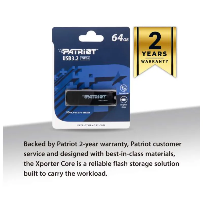Patriot XPORTER CORE/64GB/USB 3.2/USB-A/Čierna (PSF64GXRB3U)