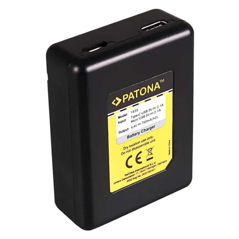 PATONA sada pro digitální kameru Dual GoPro Hero 5/6/7 nabíječka + 2x baterie 1250mAh USB (PT1935B)