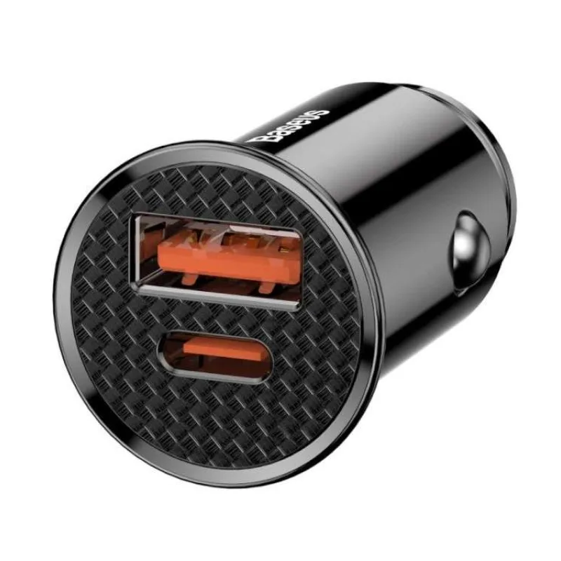 Baseus CCALL-YS01 Circular Nabíjačka do Autá USB+USB-C 30W Black (6953156286535)