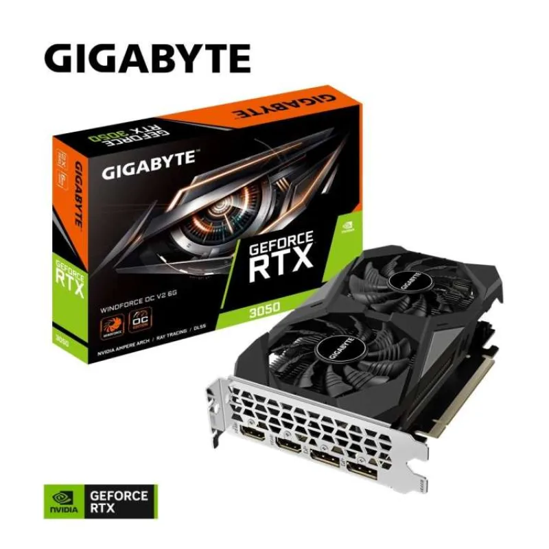 GIGABYTE VGA NVIDIA GeForce RTX 3050 WINDFORCE OC 6G V2, 6G GDDR6, 2xDP, 2xHDMI (GV-N3050WF2OCV2-6GD)