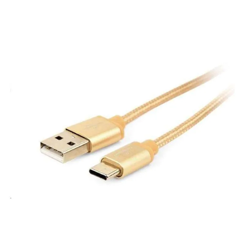 Kábel CABLEXPERT USB 2.0 AM na Type-C kábel (AM/CM), 1,8m, opletený, zlatý, blister (CCB-mUSB2B-AMCM-6-G)