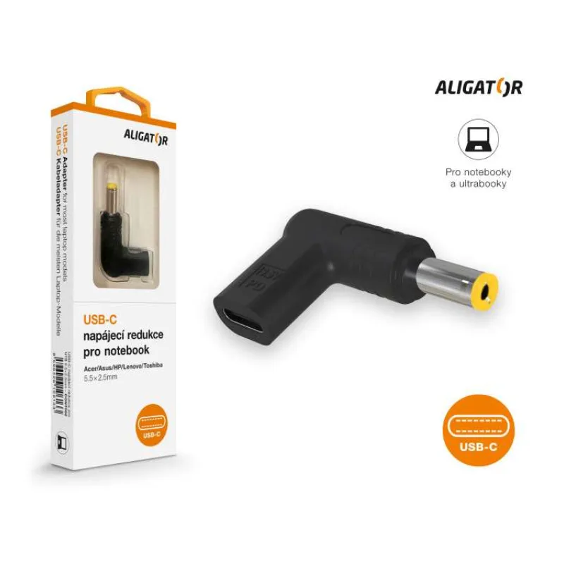 Aligator USB-C napájacia redukcia 5,5x2,5 mm pre notebooky Acer/Asus/HP/Lenovo/Toshiba (CONT002)