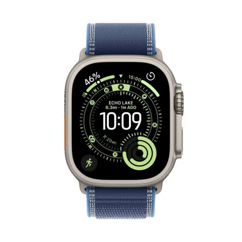 Apple Watch Ultra 3 GPS + Cellular 49mm Natural Titanium Case with Blue/Bright Blue Trail Loop - S/M (MEWR4QC/A)