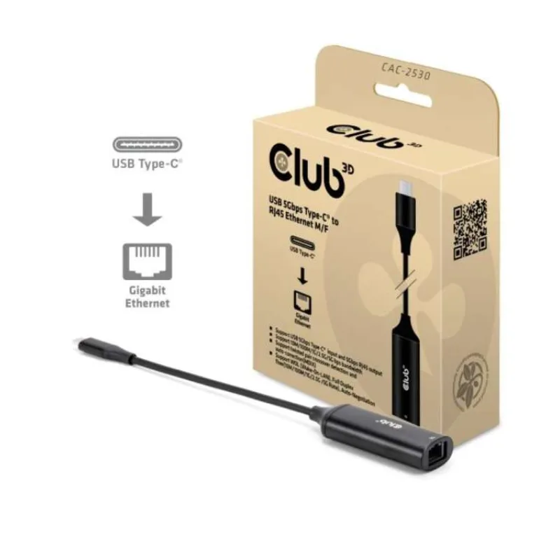 Club3D Adaptér USB-C na RJ45, 5Gb, 24cm (CAC-2530)