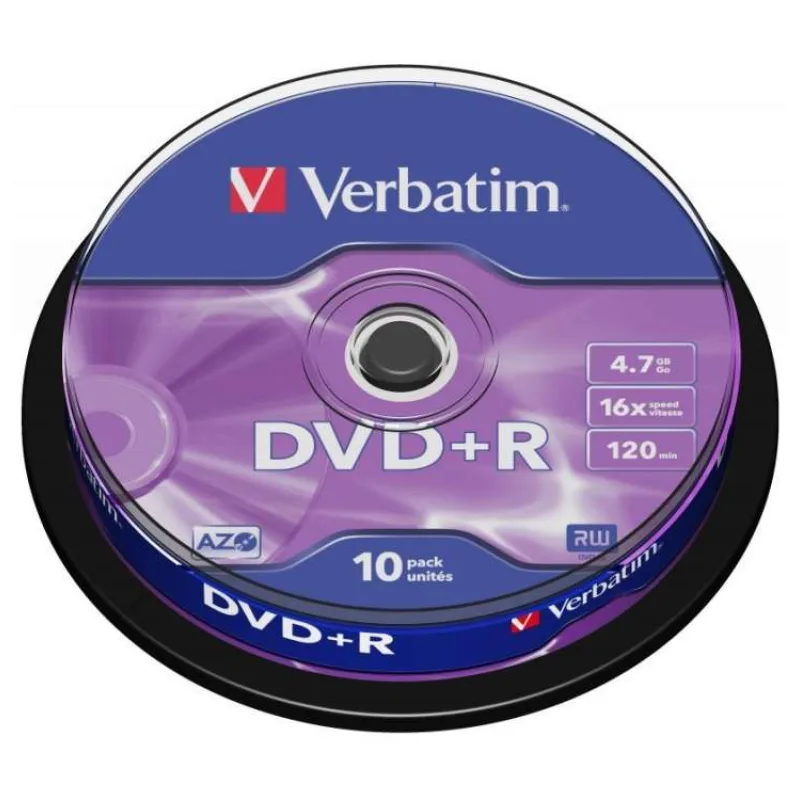 VERBATIM DVD+R AZO 4,7GB, 16x, spindle 10 ks (43498)