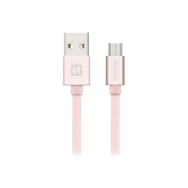 Swissten Data Cable Textile USB / Micro USB 2 m, rose gold (71522305)