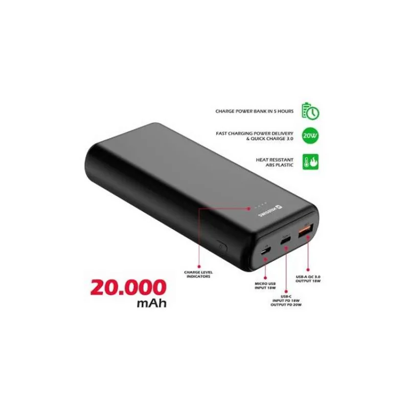 SWISSTEN POWER LINE POWER BANK 20000 mAh 20W POWER DELIVERY BLACK (22013913)