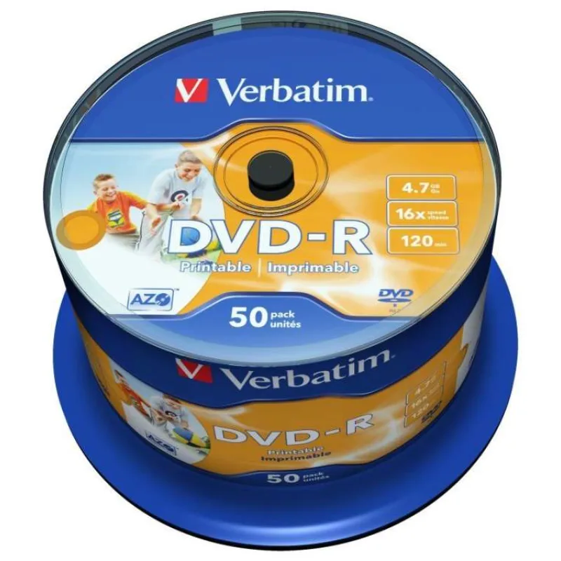 DVD-R VERBATIM Wide Printable non-ID 4,7GB 16X 50ks/cake (43533)