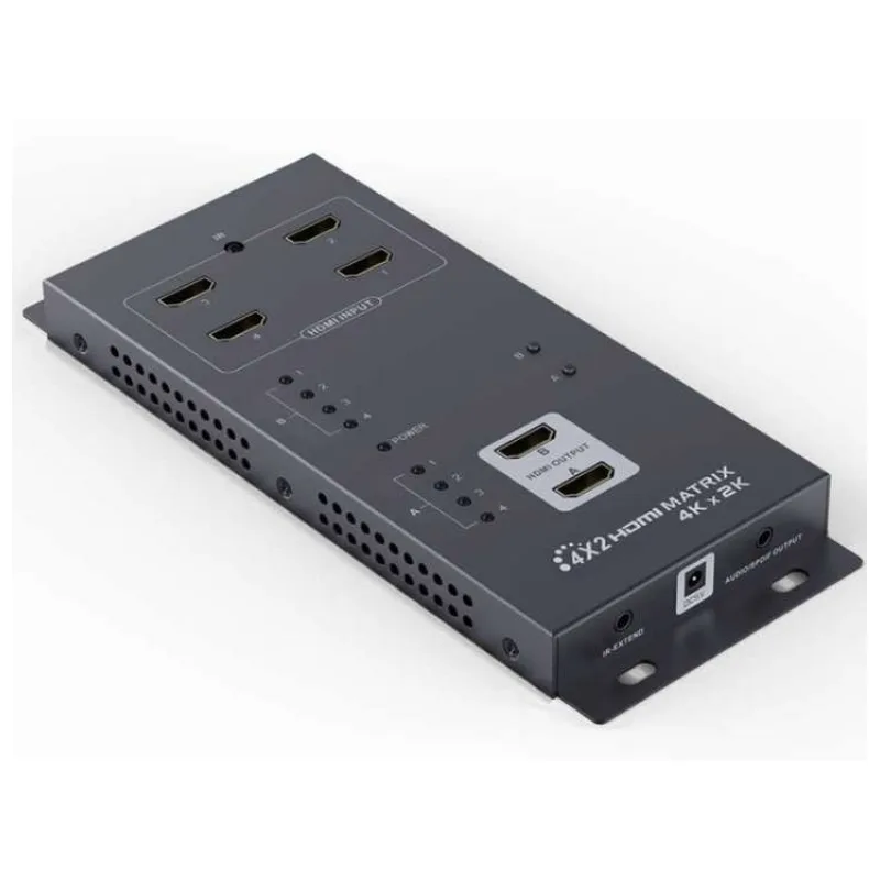 PremiumCord HDMI maticový prepínač 4:2 so zvukom, rozlíšenie 4Kx2K (khswit42c)