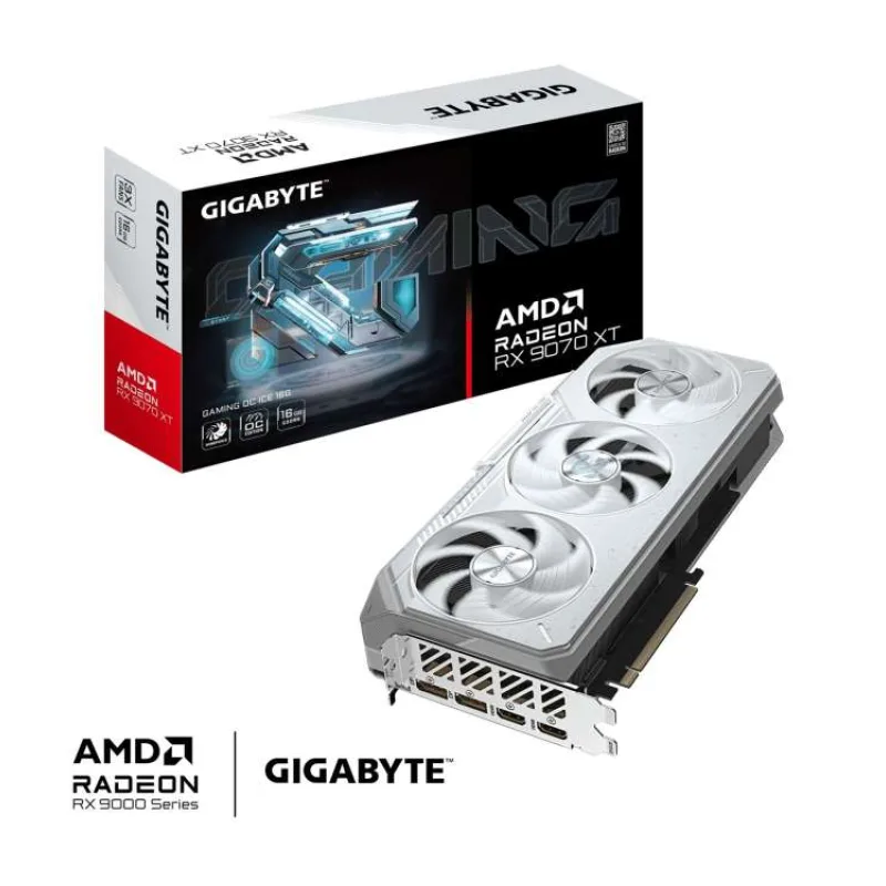 GIGABYTE VGA AMD Radeon RX 9070 XT GAMING OC ICE 16G, 16G GDDR6, 2xDP, 2xHDMI (GV-R907XGAMINGOCICE-16GD)