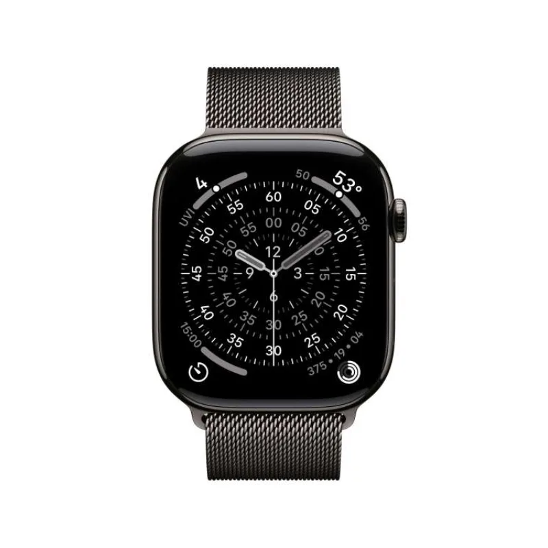 Apple Watch Series 11 GPS + Cellular 46mm Bridlicový sivý titán s bridlicovo sivým milánskym ťahom - S/M (MFD34WF/A)