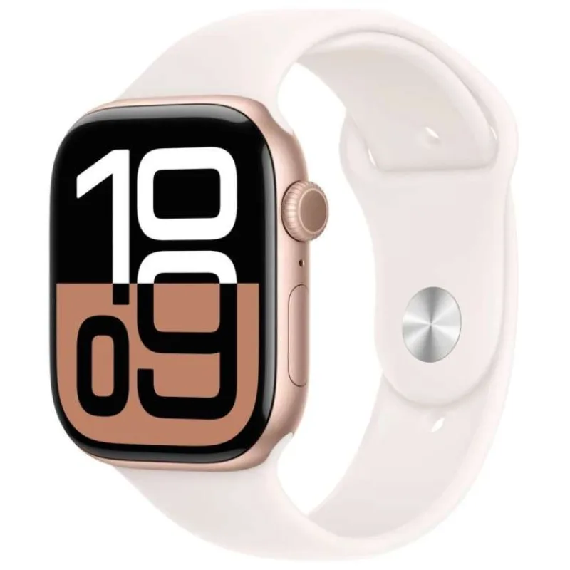 Apple Watch Series 10 GPS + Cellular 46mm Rose Gold Aluminium Case with Light Blush Sport Band - M/L (MWY73QC/A)