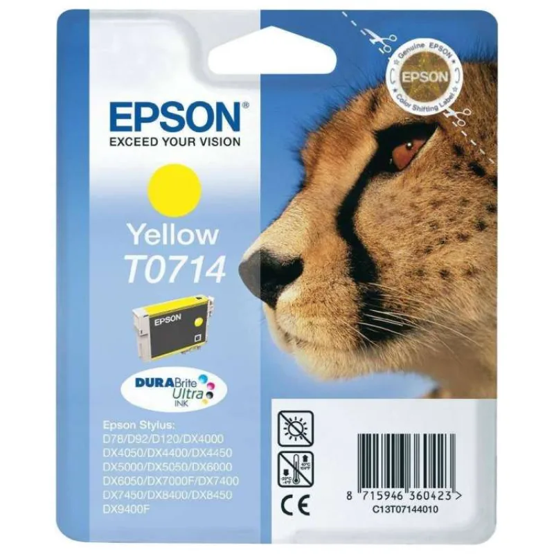Epson Singlepack Yellow T0714 DURABrite Ultra Ink (C13T07144012)