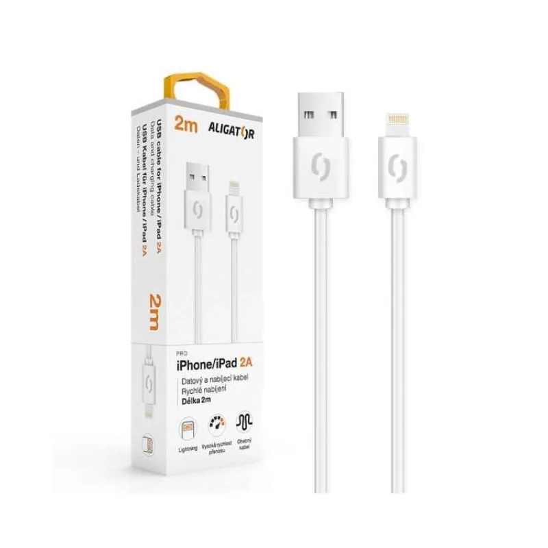 ALIGATOR Datový kabel 2A iPh lightnin 2 m bílý (DAKA008)