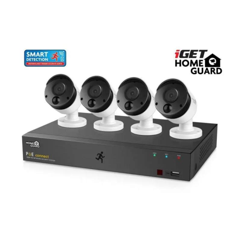 iGET HGNVK85304 - Kamerový PoE FullHD set, 8CH NVR + 4x IP 1080p kamera, SMART detekcia, W/M/Andr/iOS (75020537)