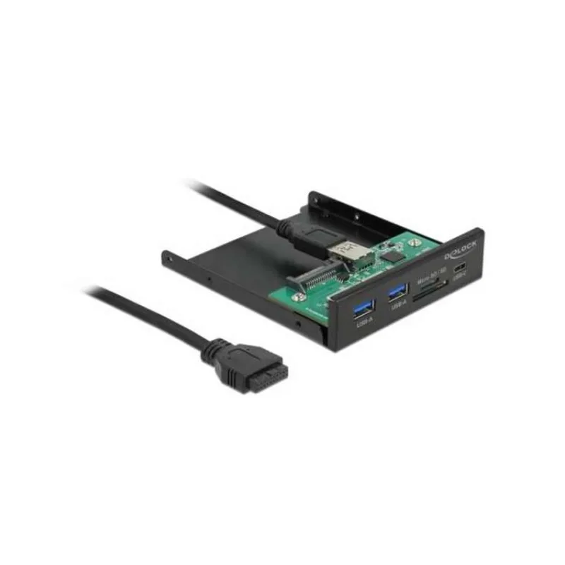 Delock 3.5” USB 3.2 Gen 1 přední panel 1 x USB Type-C™ + 2 x USB Typu-A + SD a slot Micro SD (64058)
