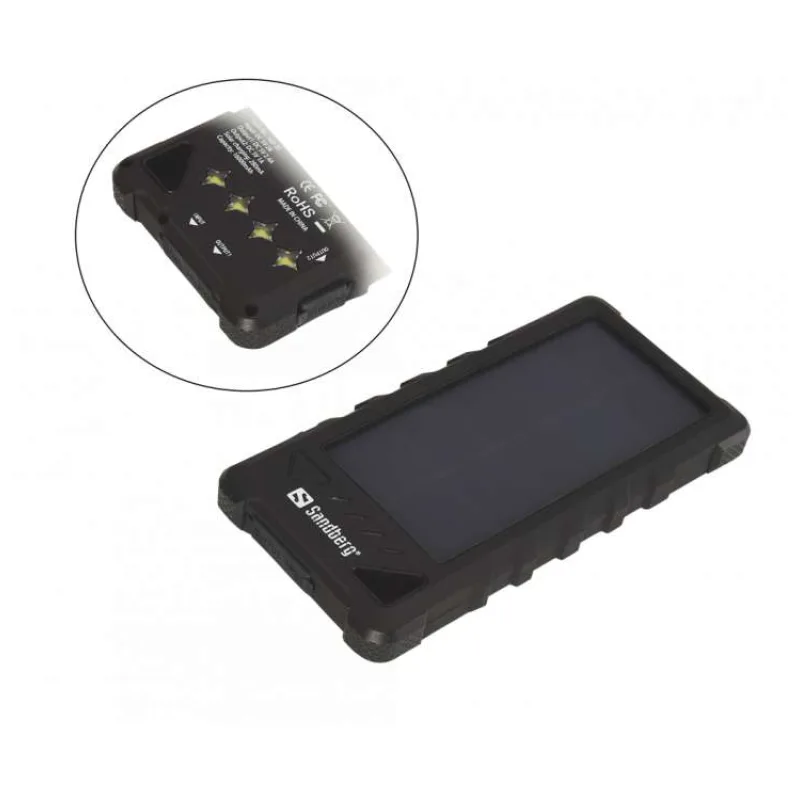 Sandberg prenosný zdroj USB 16000 mAh, Outdoor Solar powerbank, pre chytré telefóny, čierny (420-35)