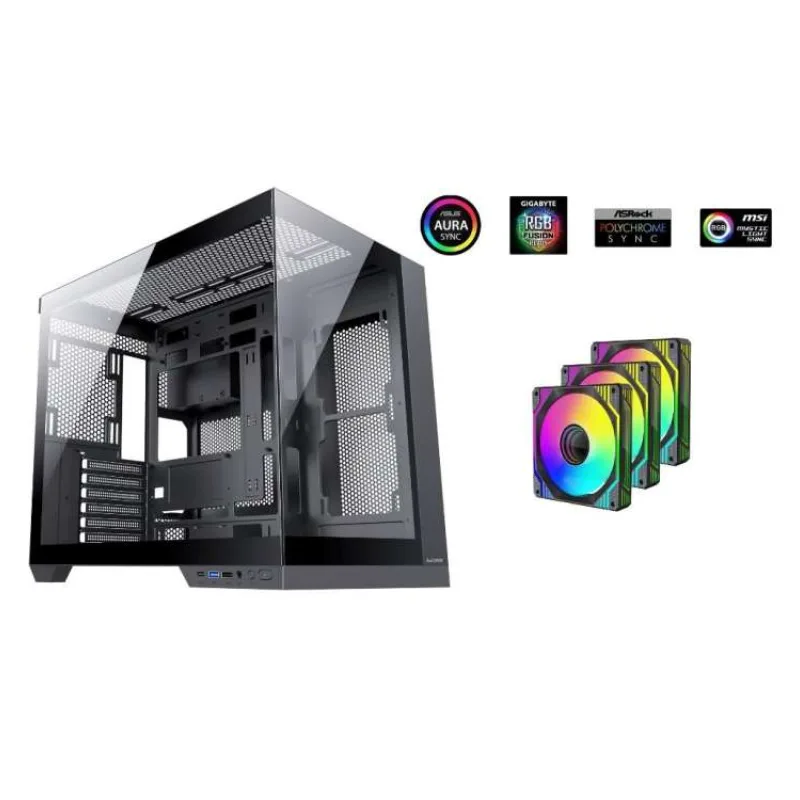 1stCOOL CubeTower DREAMER, skrinka ATX, 3x ARGB ventilátor + radič, USB3.0, USB-C, čierna (CT-DREAMER-AU-USB3-CA)