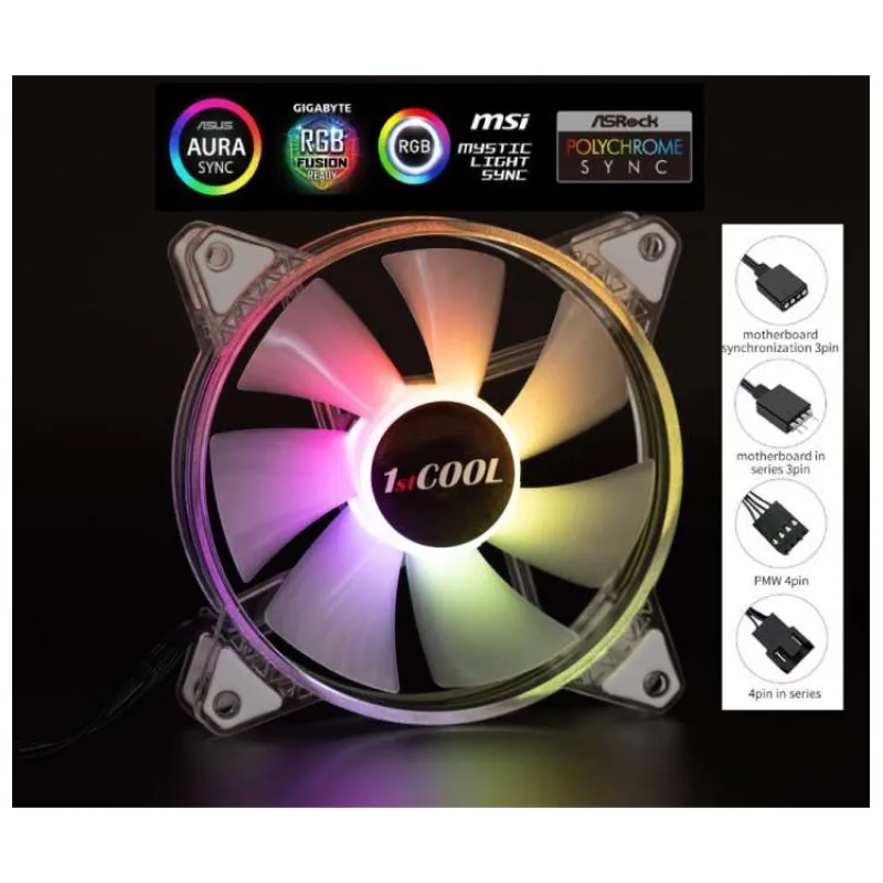 1stCOOL AURA EVO ARGB PWM Crystal 120mm transparentný ventilátor (F12-AURA-EVO-CR)