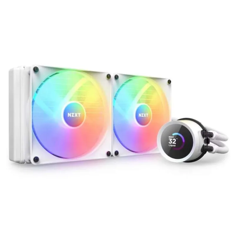 NZXT vodní chladič Kraken 280 RGB / 2x140mm fan / 4-pin PWM / LCD disp. / 6 let / bílý (RL-KR280-W1)