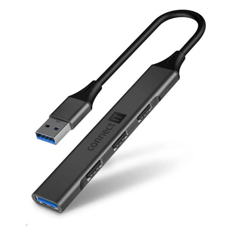 CONNECT IT USB-A hub, (1xUSB-A 3.0, 3xUSB-A 2.0), externí, ANTRACITOVÝ (CHU-4050-AN)