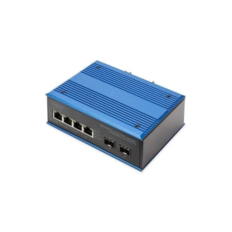 DIGITUS Industrial 4+2-Port Gigabit Ethernet PoE Switch 4 Port GE PoE RJ45, 2 GE SFP Port (DN-651149)