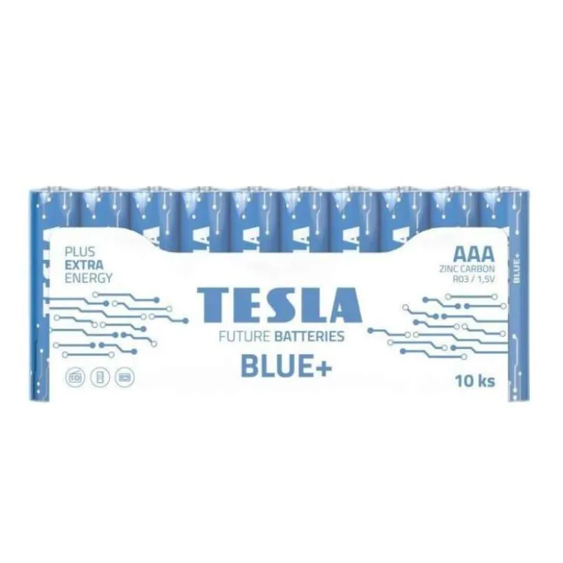 TESLA BLUE+ Zinc Carbon baterie AAA (R03, mikrotužková, fólie) 10 ks (15031010)