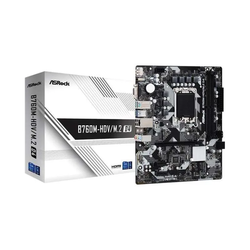 ASRock B760M-HDV/M.2 D4 / Intel B760 / LGA1700 / 2x DDR4 / 2x M.2 / VGA / HDMI / DP / USB-C / mATX (B760M-HDV/M.2 D4)