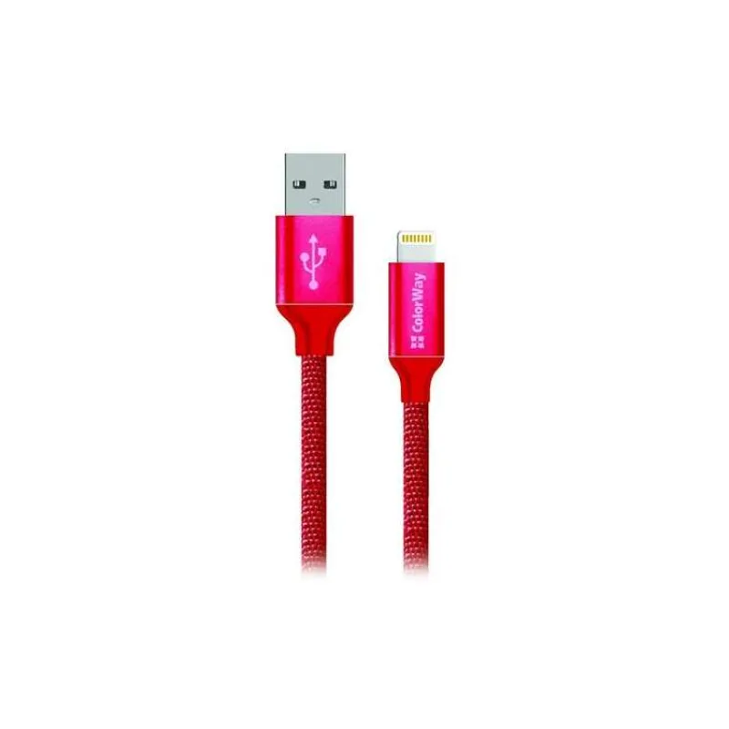 Colorway Datový Kabel USB/ Apple Lightning/ 2.1A/ 1m/ Červený (CW-CBUL004-RD)