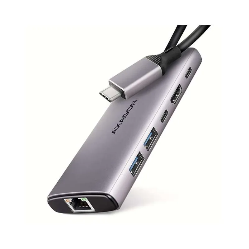 AXAGON multi USB-C 6v1 hub / HMC-6G2L / USB 3.2 Gen2 / 1x PD 100W / 1x USB-C / 2x USB-A / HDMI / 1x GLAN / 15cm (HMC-6G2L)