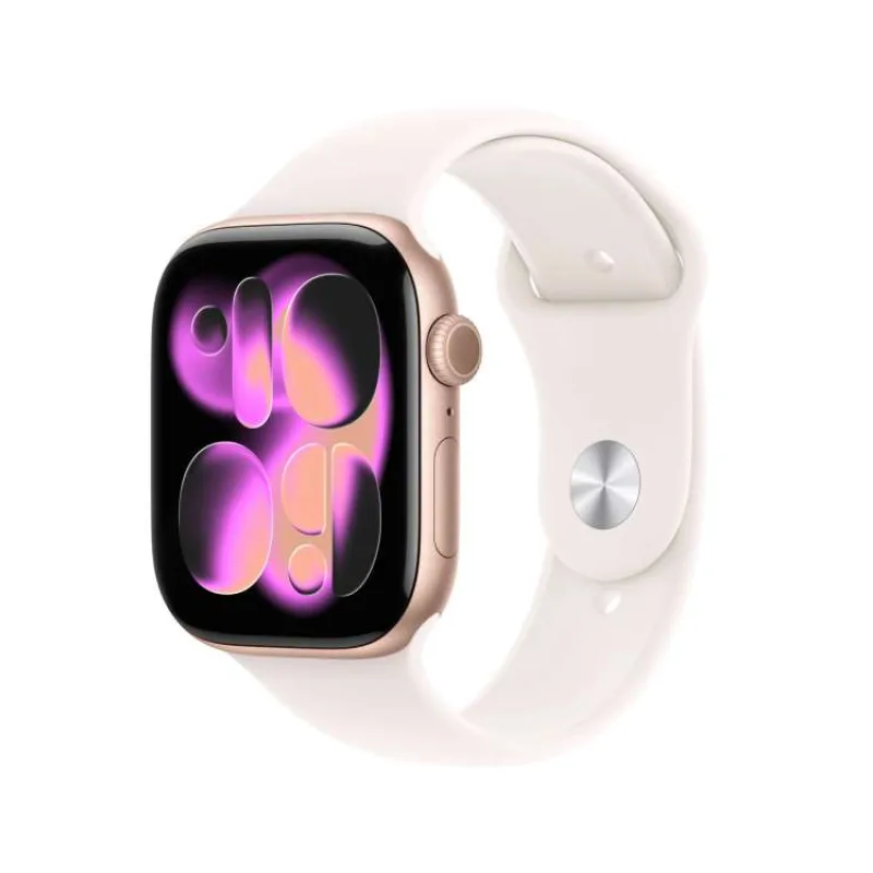 Apple Watch Series 11 GPS + Cellular 46mm Ružový zlatý hliník so svetlo ružovým športovým remienkom - S/M (MFCG4WF/A)