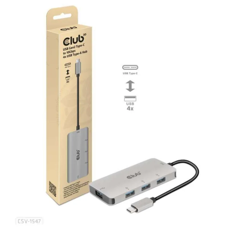 Club3D Hub USB-C Gen2 na 10Gbps 4x USB Type-A Hub (CSV-1547)