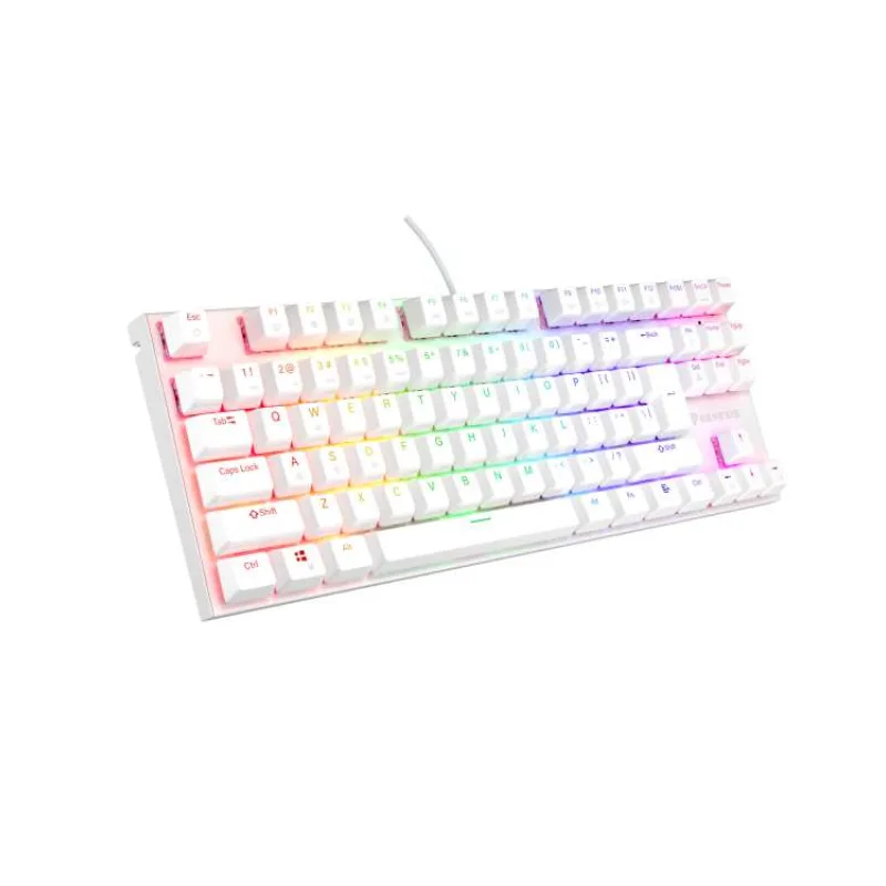 Genesis tichá herní klávesnice THOR 303/TKL/RGB/Outemu Peach Silent/Drátová USB/US layout/Bílá (NKG-2063)