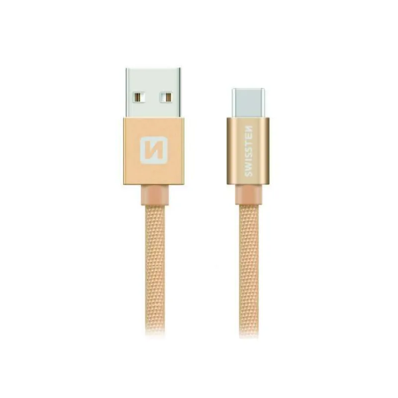 Swissten Datový Kabel Textile Usb / Usb-C 1,2 M Zlatý (71521204)